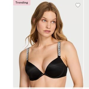 Victoria's Secret Very Sexy Push Up Black Bra with Bling Shine Signature Straps